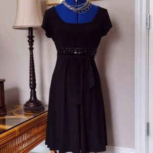 BISOU BISOU by MICHELLE BOHBOT... Little Black Stretch DRESS with Beaded Belt!!